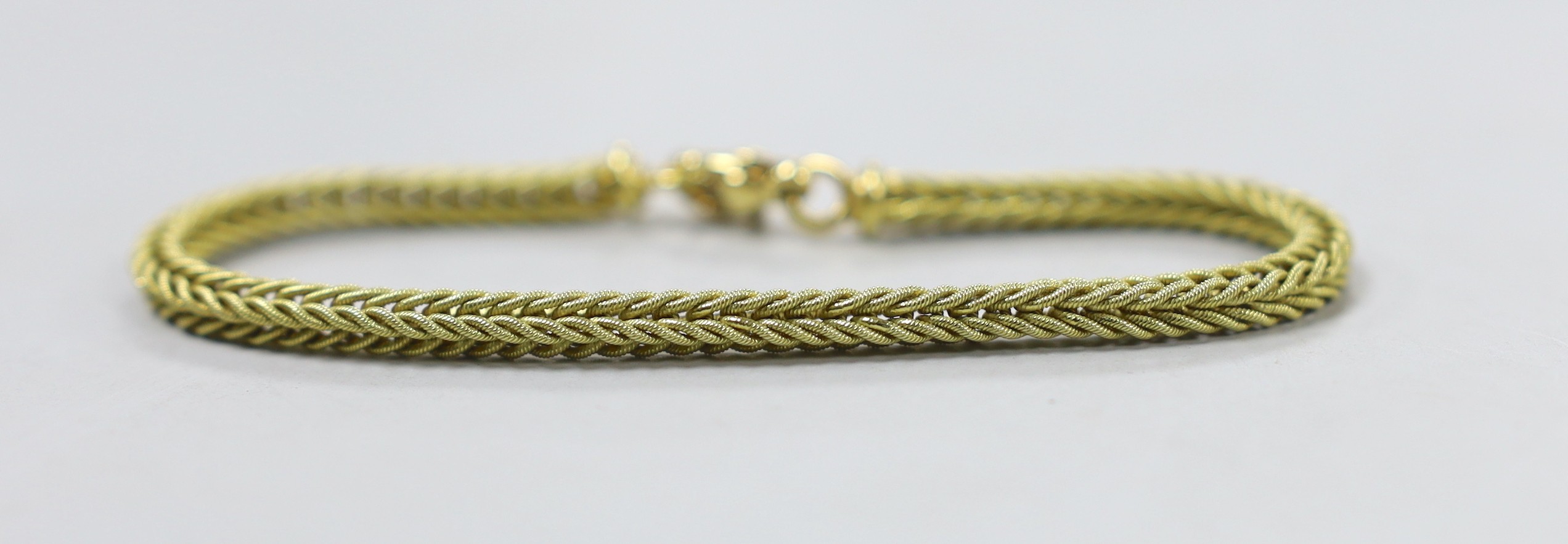 A modern Italian 18ct gold rope twist bracelet, 18.5cm, 18.6 grams.